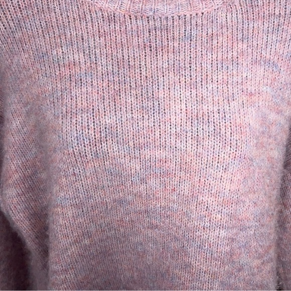 Large Jessica Simpson Pink Fuzzy Knit Cropped Sweater Long Sleeve Comfortable - Picture 7 of 13